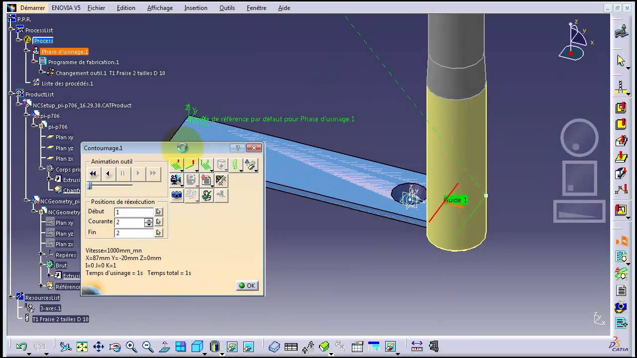 Formation CATIA Fraisage 2D – Programmation CN, parcours d'outils, FAO industrielle